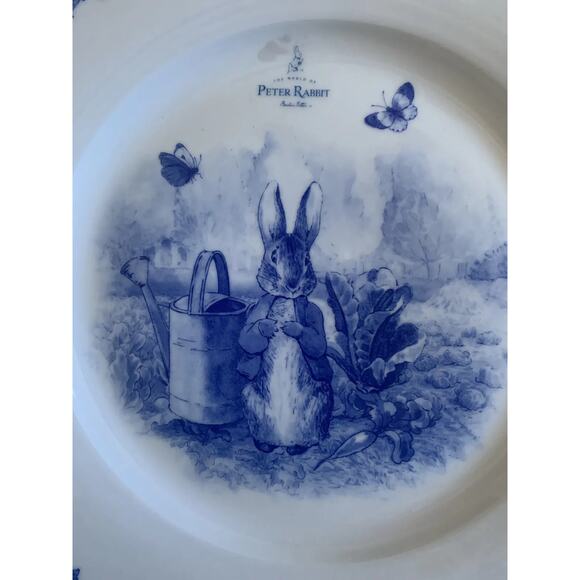 Beatrix Potter Peter Rabbit Dinner Plates 10.5in Blue Ivy Toile Set of 4 Easter - Picture 3 of 5